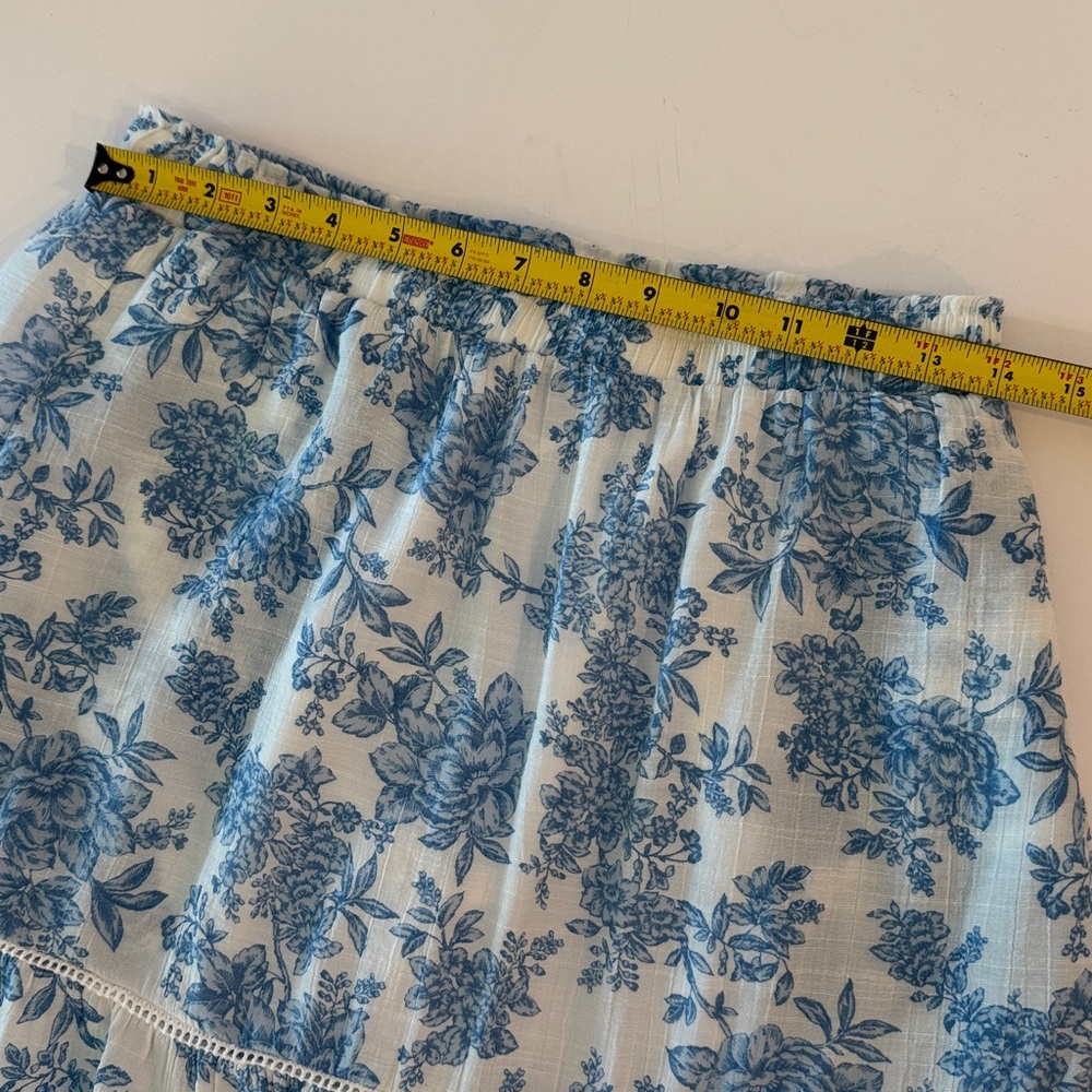 Nanette Lepore Blue & White Toile Tiered Boho Coquette Country Chic Maxi Skirt - Picture 8 of 12